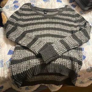 Knit dark gray and light gray stripped sweater